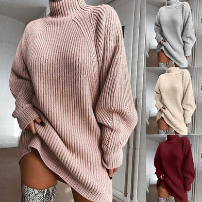 Damen Grobstrick-Pullover mit hohem Kragen Stalluxe