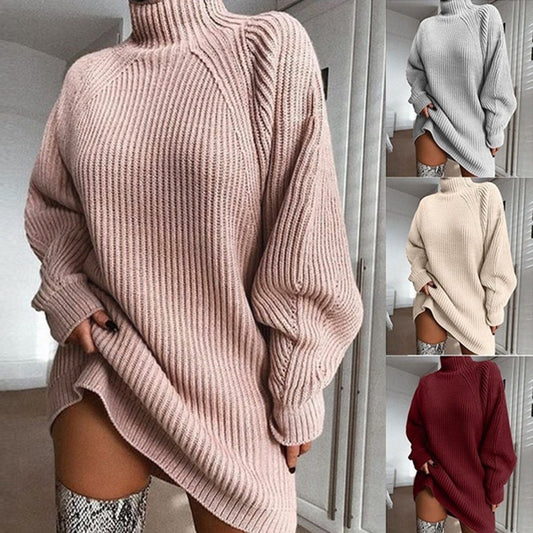 Damen Grobstrick-Pullover mit hohem Kragen Stalluxe
