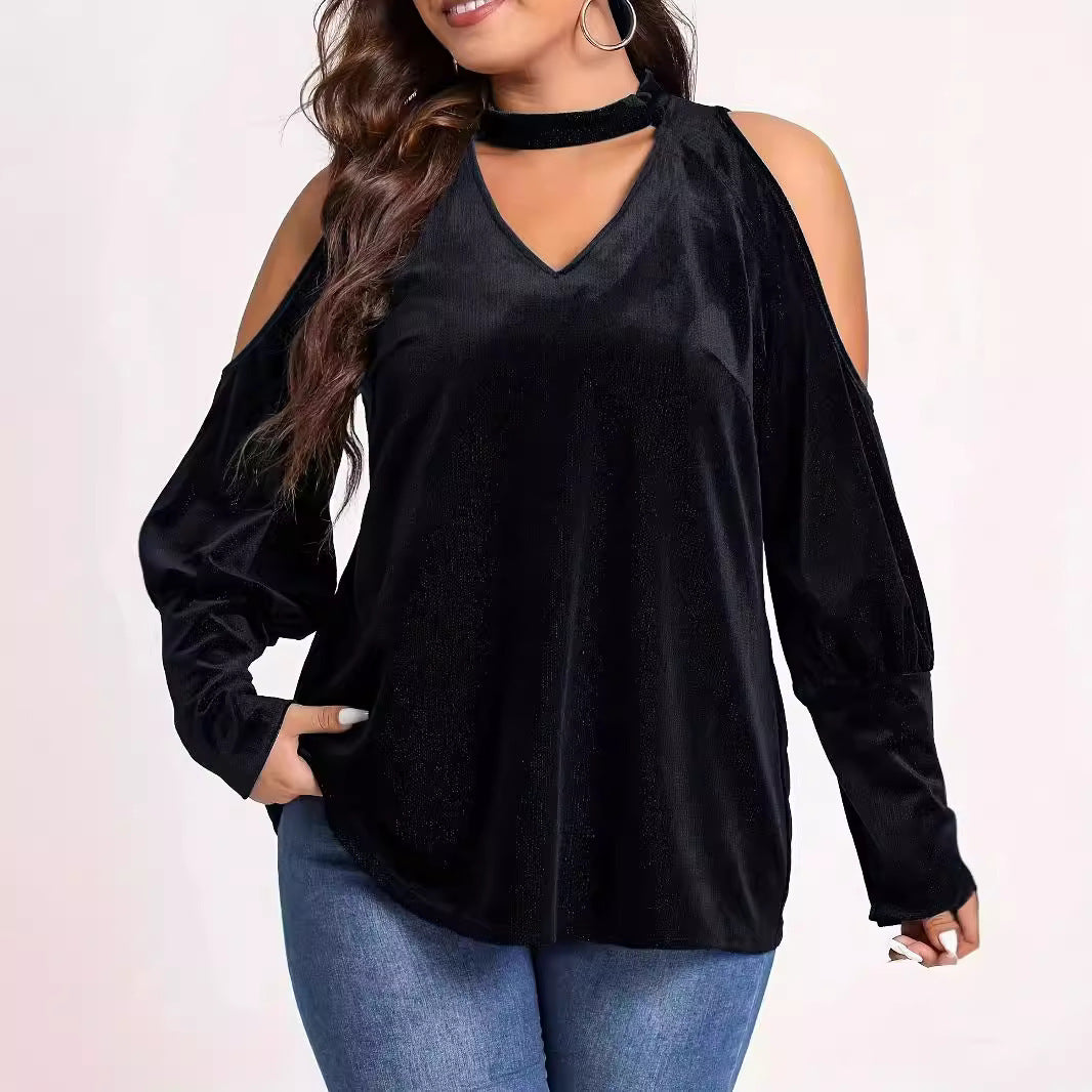 Damen Lässiges V-Ausschnitt Oberteil mit kühlschrankfreiem Kolletta-Design und eleganten Cut-Out-Ärmeln Stalluxe