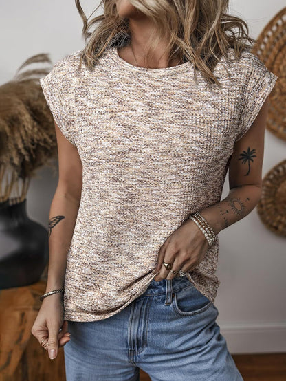 Women's Textured Short Sleeve Crew Neck Top Stalluxe
