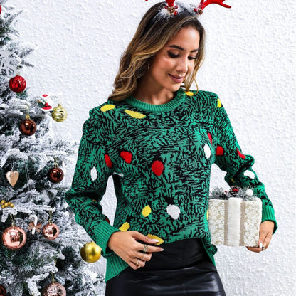 Damen Festlicher Strickpullover mit buntem Weihnachtsbaum-Motiv Stalluxe