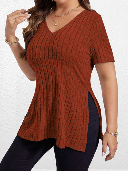 Women's Textured V-Neck Tunic Top Stalluxe