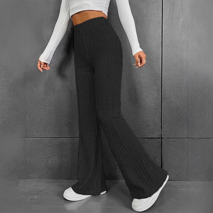 Damen weite Strickhose mit feinrippigem Design Stalluxe