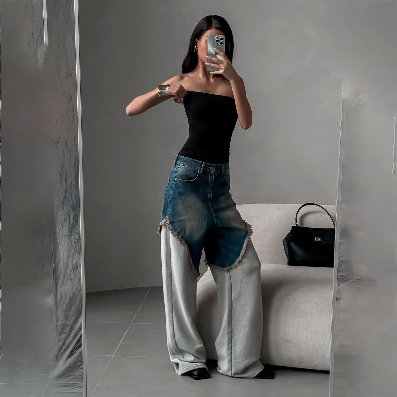 Damen Oversized Jeans mit einzigartigen Fransen-Details und modernem Schnitt Stalluxe