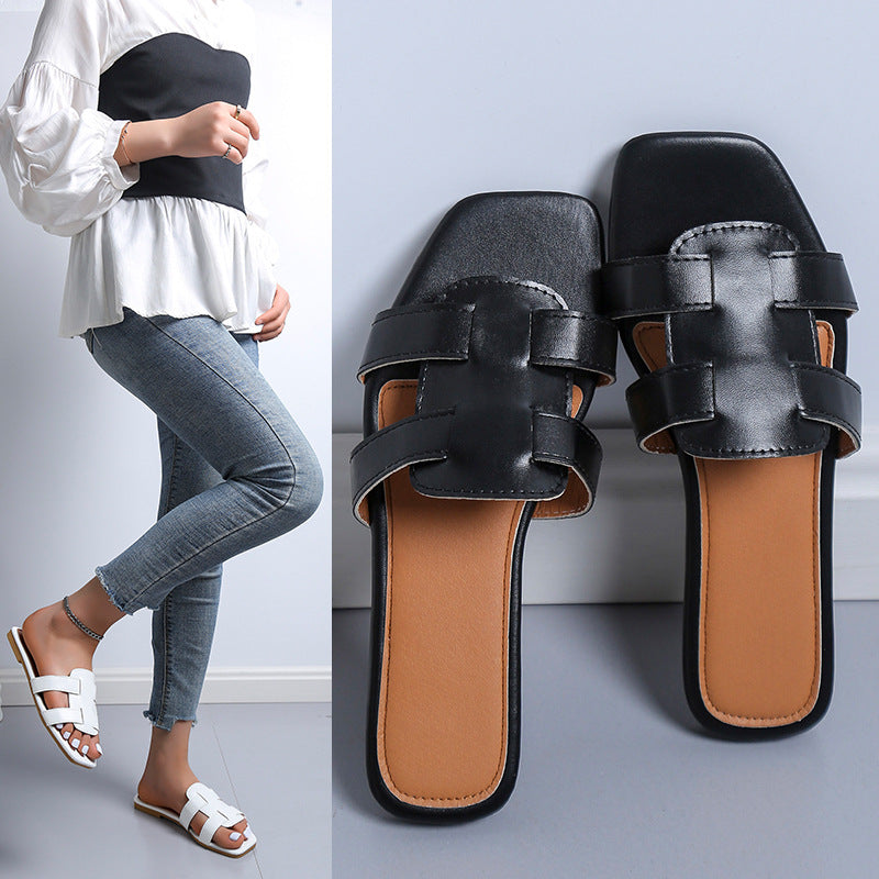Damen elegante und modische Slip-On Sandalen mit breiten Riemen Stalluxe