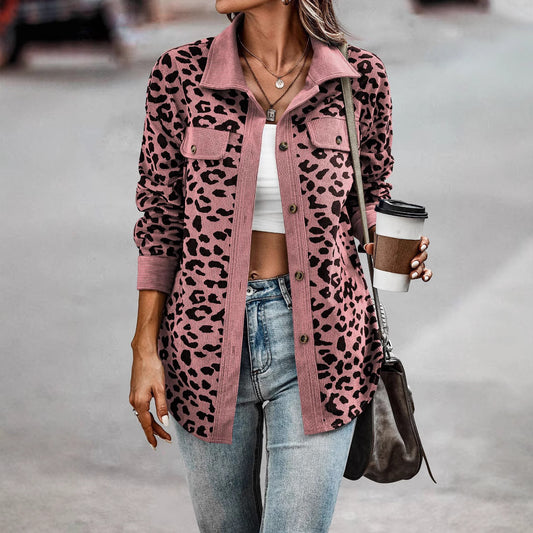 Damen Jacke im Leopardenmuster mit strukturiertem Stoff und praktischen Taschen Stalluxe
