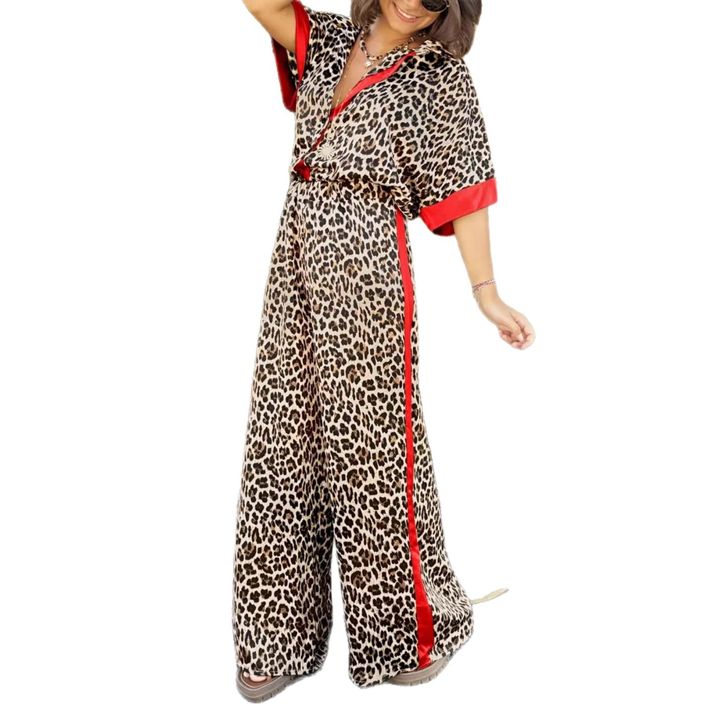 Damen modischer Zweiteiler mit Leopardenmuster Stalluxe