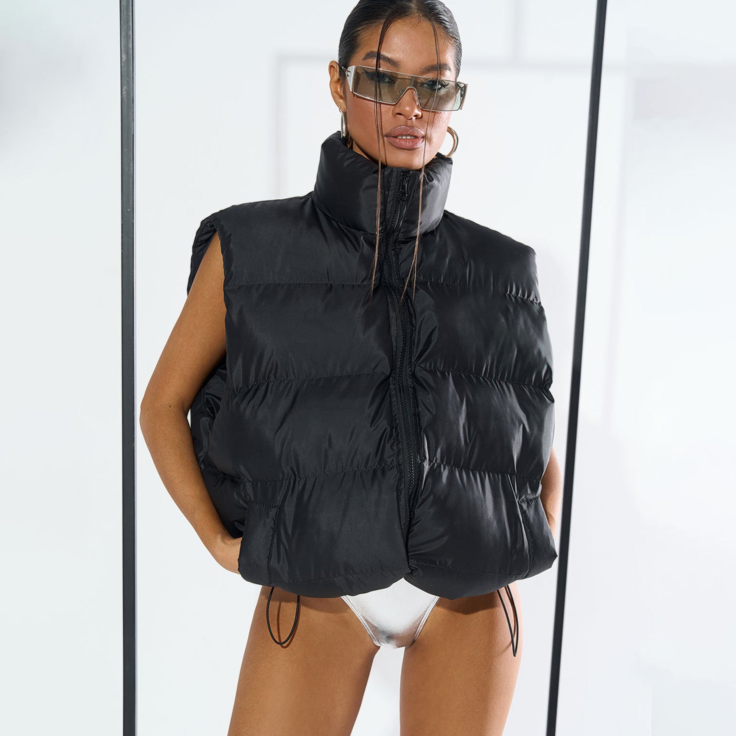 Damen Puffer-Weste mit hohem Kragen und trendy Schnitt Stalluxe