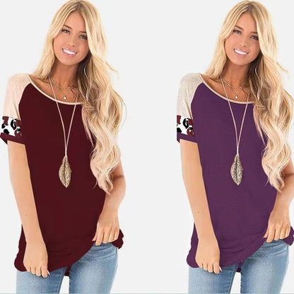 Damen modisches Kurzarm-Oberteil mit buntem Ärmel-Design Stalluxe