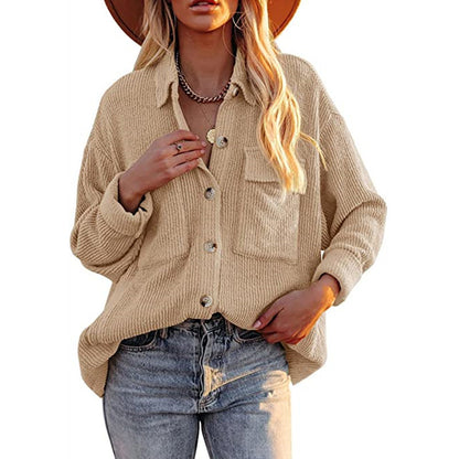 Damen lässige Overshirtjacke mit Struktur und praktischen Taschen Stalluxe