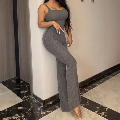 Damen Set mit figurbetontem Oberteil und weit geschnittener Flared-Hose Stalluxe