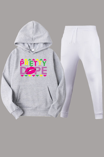 Damen Sweatpants- und Hoodie-Set mit modernem Grafiken und kreativem Aufdruck Stalluxe