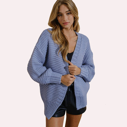 Damen kuschelige Strickjacke mit offenem Frontdesign und trendigem Strukturmuster Stalluxe