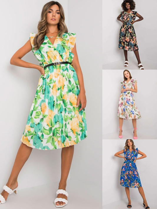 Damen Floral maxikleid mit Rüschendetails und Taillengürtel Stalluxe