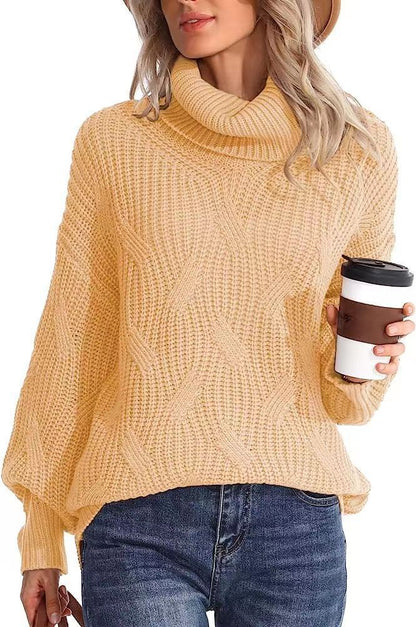 Damen Weicher Strickpullover mit hohem Kragen und Kabelmuster Stalluxe