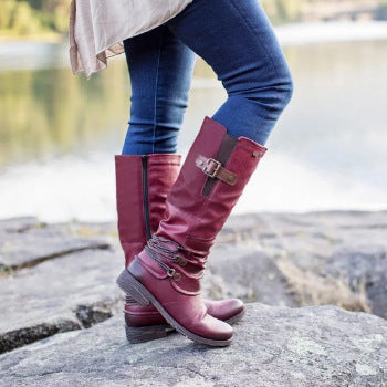 Damen Winterstiefel mit modischem Riemendesign und flexibler Sohle Stalluxe