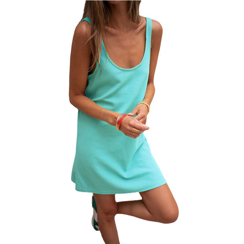 Damen Sommerliches Freizeitkleid mit tiefem Ausschnitt und leichtem Stoff Stalluxe