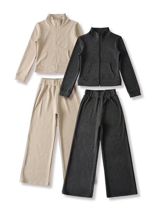 Damen sportliches Set mit Stehkragen und weitem Hosenansatz Stalluxe