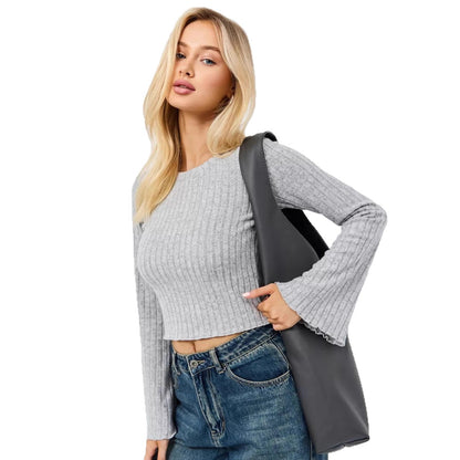 Damen Crop-Top mit weitem Arm Stalluxe