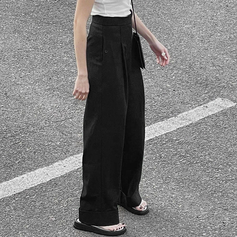 Damen Elegante, lockere Hosen mit hohem Bund und Falten Stalluxe