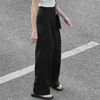Damen Elegante, lockere Hosen mit hohem Bund und Falten Stalluxe