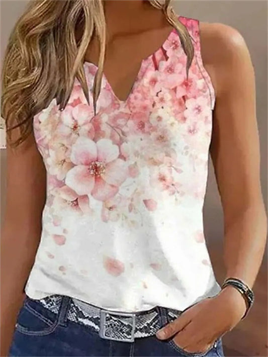 Damen ärmelloses Blusenshirt mit floralem Design Stalluxe