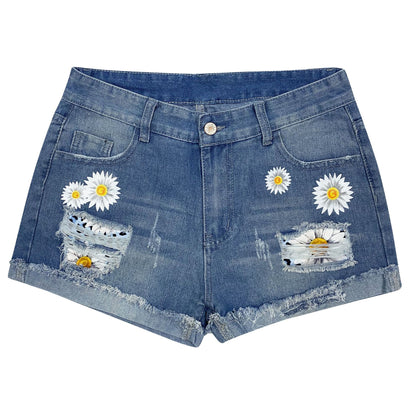 Damen Jeansshorts mit auffälligen Blumenapplikationen und lässigem Schnitt Stalluxe