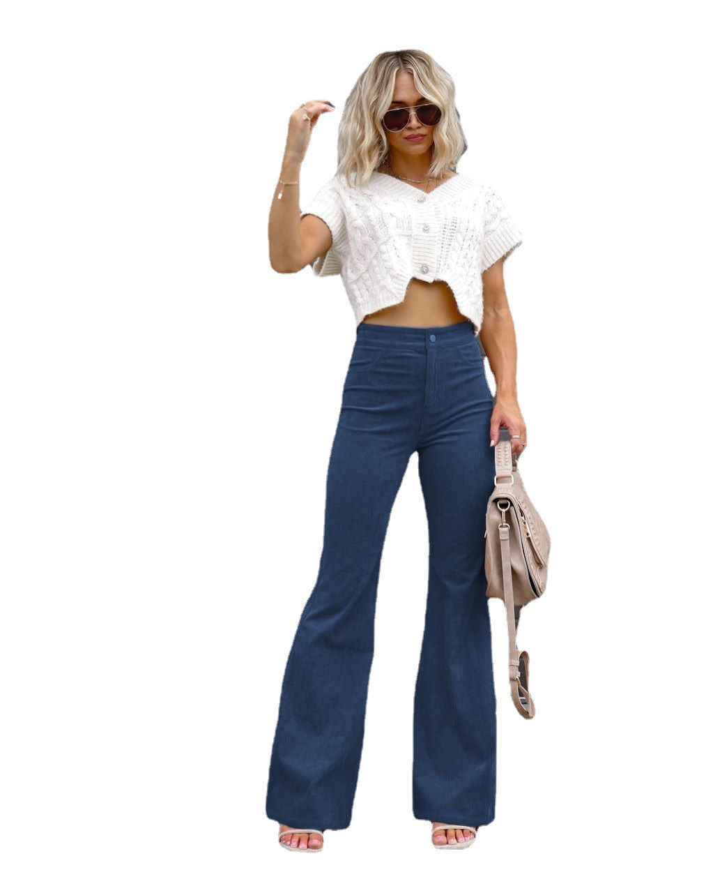 Damen Modische Hochbund-Flared-Jeans Stalluxe