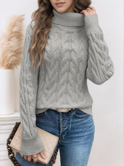 Damen Strickpullover mit hohem Kragen und Kabelmuster Stalluxe
