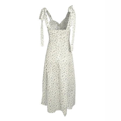Damen Elegantes Sommerkleid mit filigranem Blumenmuster und raffinierten Riemen Stalluxe