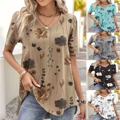 Damen Casual Oberteil mit floralem Muster und V-Ausschnitt Stalluxe