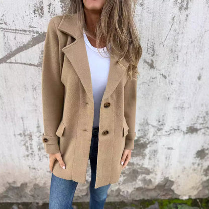 Damen warmer strukturiertes Fleece-Mantel mit doppelter Knopfreihe Stalluxe