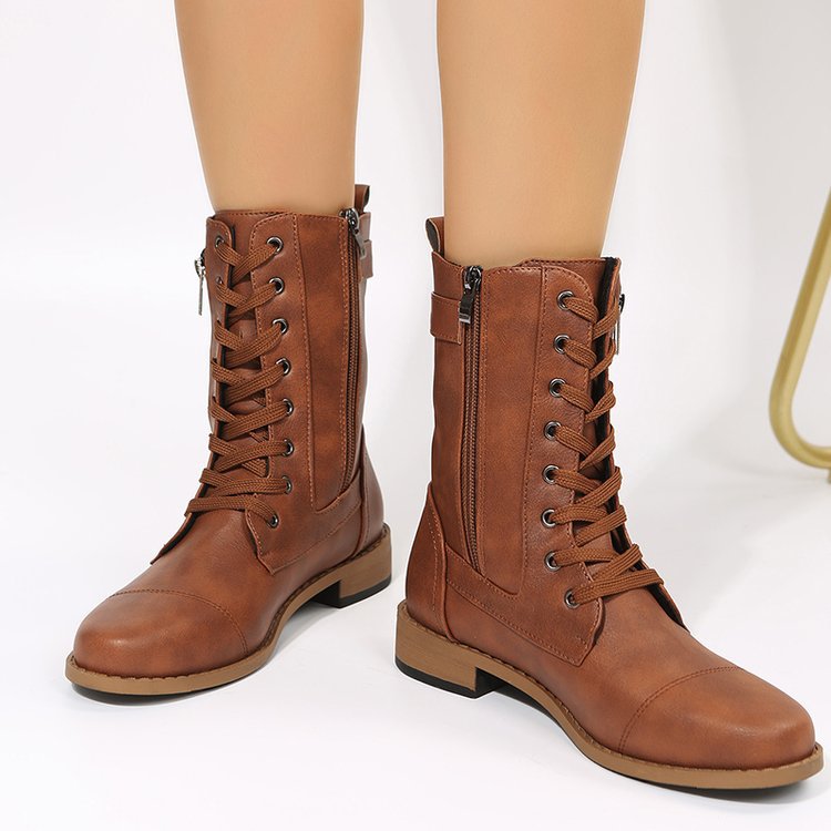 Damen Schnürstiefel mit praktischem Reißverschluss und modischem Design Stalluxe