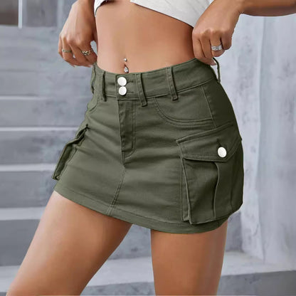 Damen Cargo-Minirock mit praktischen Seitentaschen und Knopfdetails Stalluxe