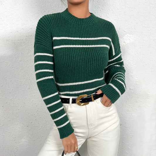 Damen gestreifter Strickpullover Stalluxe