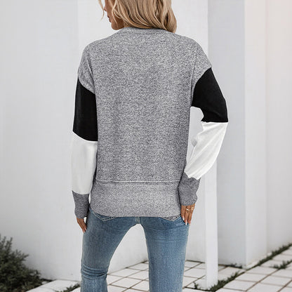 Damen modischer Pullover mit geometrischem Farbblockdesign Stalluxe
