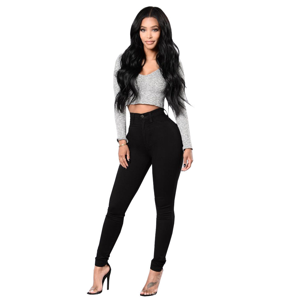 Damen High-Waist Skinny Jeans mit figurbetonter Passform Stalluxe Schwarz