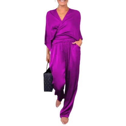 Damen elegantes und bequemes Satin-Hosenanzug Stalluxe