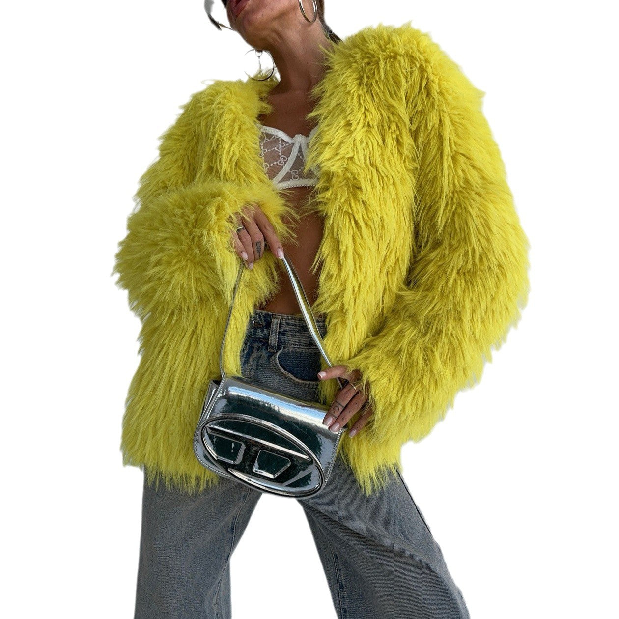 Damen Pelzjacke mit voluminösen Ärmeln und luxuriösem Schnitt Stalluxe