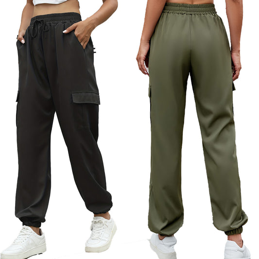 Damen Bequeme Cargo-Hose mit elastischem Bund und seitlichen Taschen Stalluxe