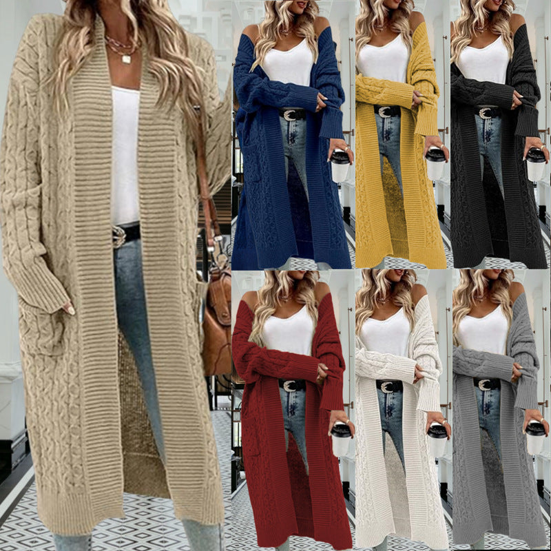 Damen Strickjacke mit grobem Zopfdesign und praktischen Taschen Stalluxe