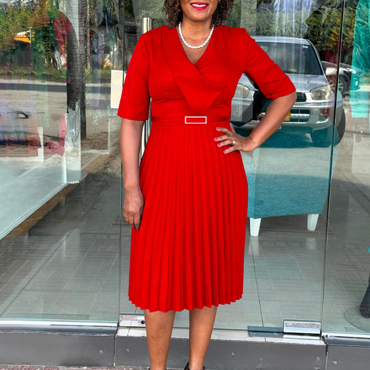 Damen Plissiertes Wickelkleid mit Taillengürtel Stalluxe