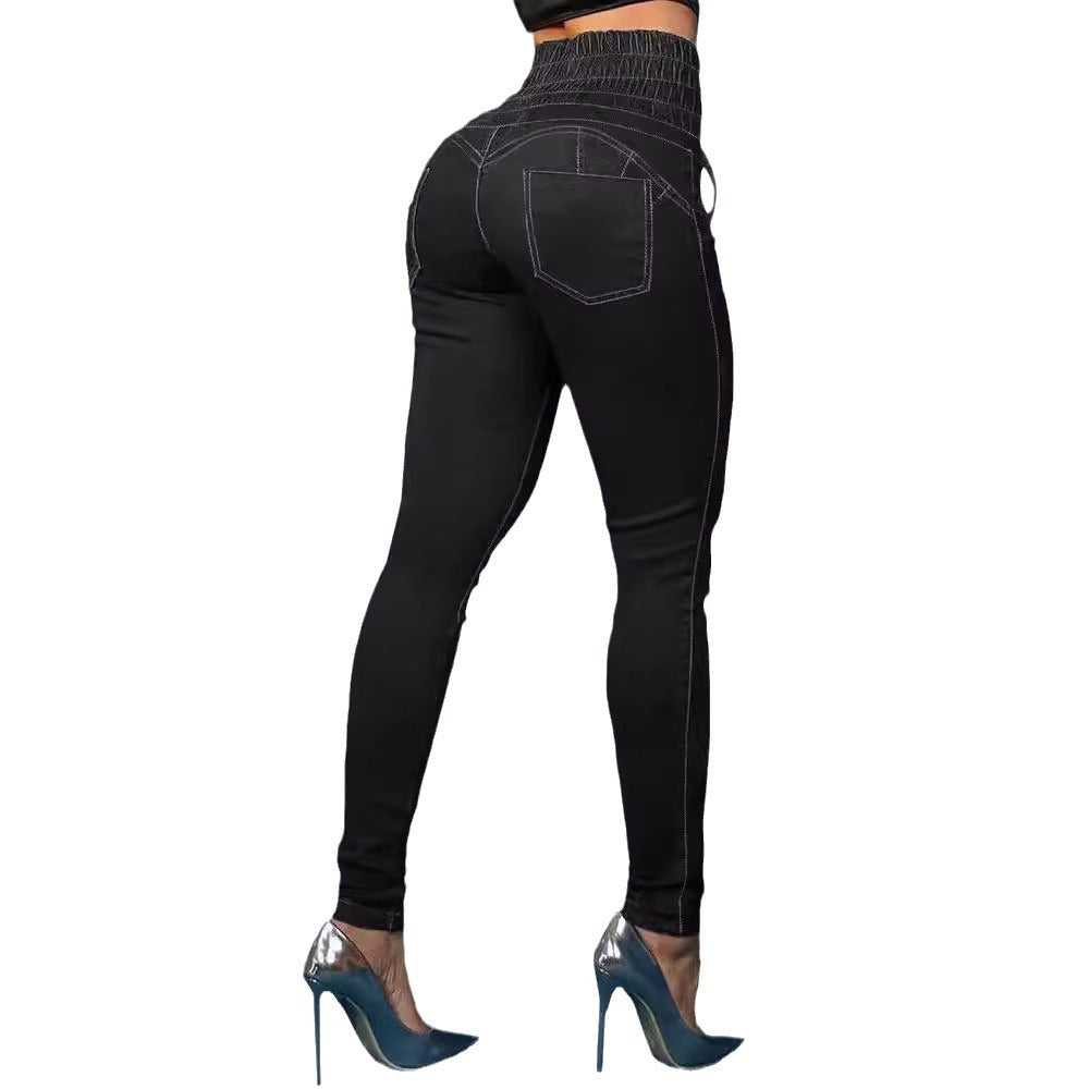 Damen Hochtaillierte Jeggings mit Schnürung Stalluxe