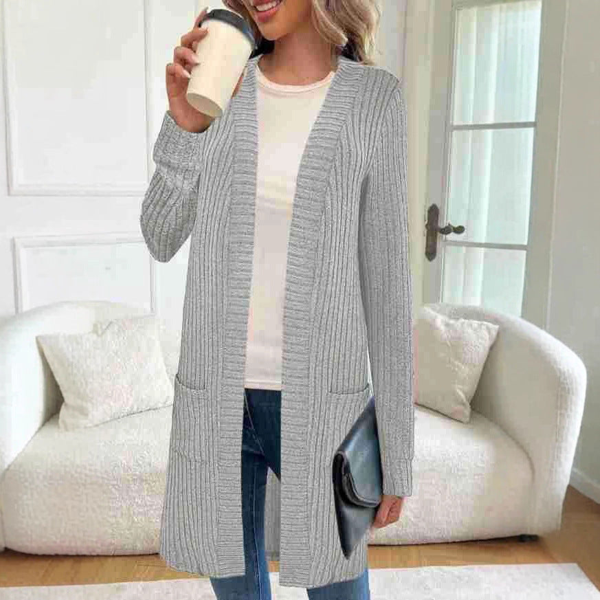 Damen Strickjacke mit asymmetrischem Saum und praktischen Taschen Stalluxe