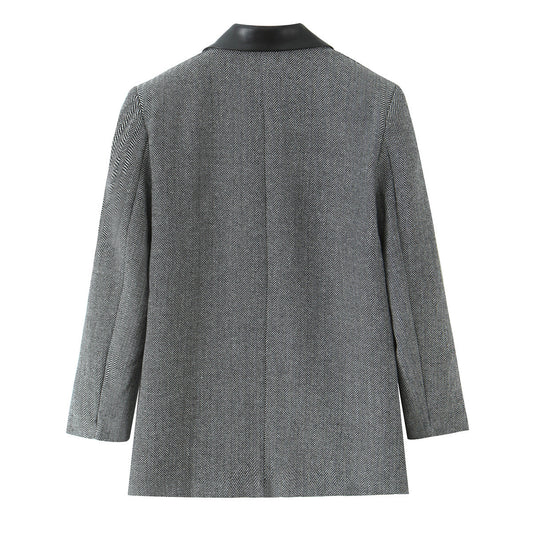Damen modischer Blazer mit doppelter Knopfleiste und elegantem Revers Stalluxe