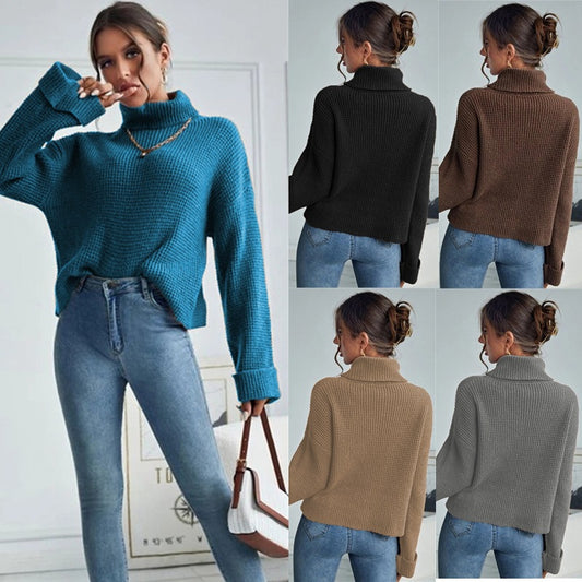 Damen Hochwertiger Strickpullover mit hohem Kragen und strukturiertem Design Stalluxe
