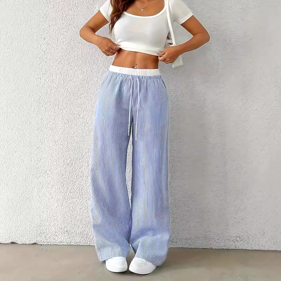 Damen Weite gestreifte Freizeithose Stalluxe