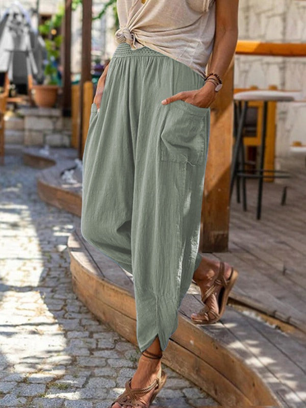 Damen bequeme und stylische Haremshose mit seitlichen Taschen Stalluxe