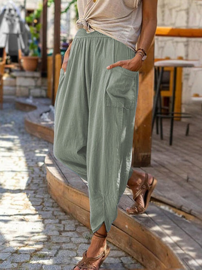 Damen bequeme und stylische Haremshose mit seitlichen Taschen Stalluxe