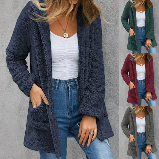 Women's Plush Fleece Open-Front Coat Stalluxe